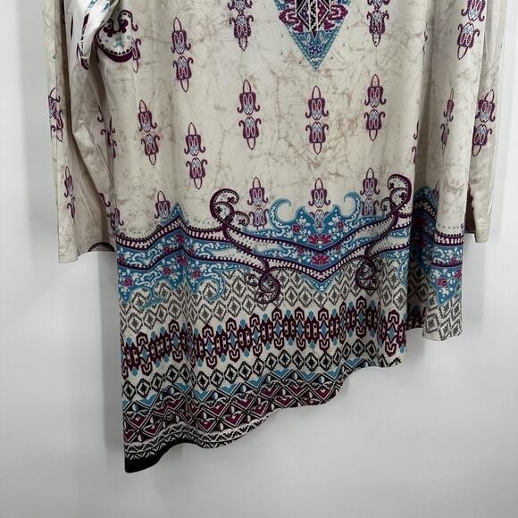 Jess Jane Tunic Top Womens XL Asymmetric Hem Paisley Boho Made in USA Smooth - Picture 3 of 12